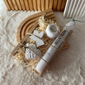 In stillem Gedenken - Geschenkset Beerdigung - Trauer Geschenk - Geschenkebox -  - Trauerkerzer- 3D Trauerkarte - Aufrichtige Anteilnahme