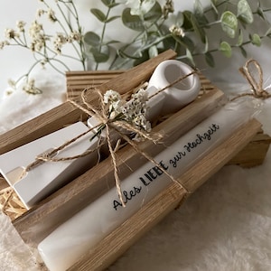 Hochzeits Geschenk - Geschenkset Trauung - JA Mitbringsel - Geschenkebox - Geschenk - Kerze - Kerzenständer - Scandistyle - Raysindeko - Box