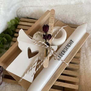 Schutzengel - Geschenkset Schutzengel - Taufe - Geburt - Dekoration - Trockenblume - Kerzenständer - Stabkerze - Scandistyle - Geburtstag