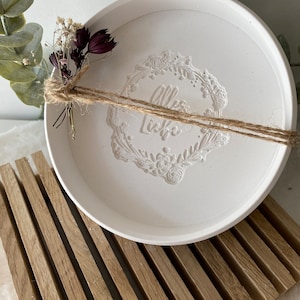 Geschenkteller Scandistyle - Alles Liebe - Raysintablett - Raysindeko -Trockenblumen - Geburtstagsgeschenk - Kleines Mitbringsel - Danke
