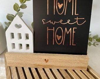 Home Sweet Home Aufsteller - Raysin Dekoration Home - Raysin Häuschen - Raysin Keramik Beton - Holzaufsteller Heimat -Holz Raysin Dekoration