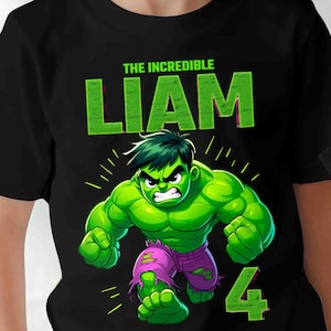 Hulk Birthday T Shirt 100% Cotton, Incredible Hulk Birthday Tee, Superheroe T Shirt Black or White, Birthday Boy, DTF High Quality