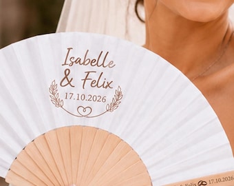 Wedding Hand Fan, Custom Laser Engraved Bamboo Fan, Wooden Wedding Favor for Guests, Outdoor Wedding Gift