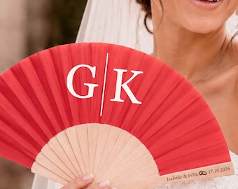 Wedding Hand Fan, Custom Laser Engraved Bamboo Fan, Wooden Wedding Favor for Guests, Outdoor Wedding Gift
