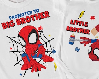 Spiderman Big Brother T-Shirt 100% Cotton, Baby Bodysuit Little Brother, Spiderman T-Shirt, Custom Bodysuit, Custom Big Brother Tee, Sister