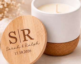 Personalized Wedding Favor Candle, Custom Engraved Bamboo Candle, Scented Candle, Bridal Shower Favor, Guest Wedding Gift