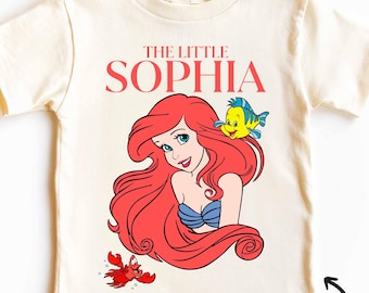 Little Mermaid Custom T-Shirt 100% Cotton, Little Mermaid Birthday Tee, Ariel Custom T-Shirt, The Little Mermaid Personalized T-Shirt