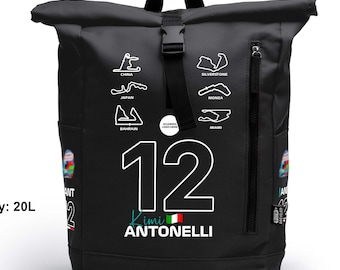 Antonelli 12 Backpack, Kimi Unisex Bag, Race Car Kimi Backpack, Sports Backpack, Gift for Antonelli Fan, Travel Pack, Racing Backpack 20L