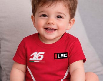 Body neonato Leclerc 16 2026, body piccolo pilota, body neonato regalo per fan Leclerc