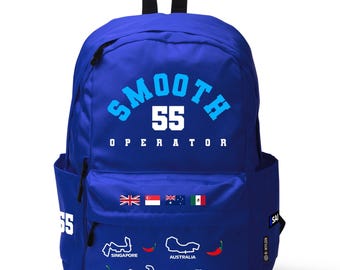 Sainz 55 Backpack 19L, Smooth Unisex Bag, Race Car Leclerc Backpack, Sports Backpack, Gift for Sainz Fan, Racing Travel School Backpack