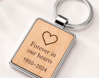 Personalized Bamboo & Metal Keychain, Custom Laser Engraved Name, Logo or Message