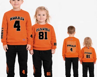 Piastri 81 Sport Set, Norris Sweatshirt and Pants Set | Orange Outfit for Boys & Girls | Matching Couples Set