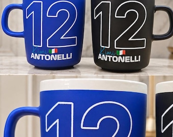 Antonelli 12 Personalized Ceramic Mug, Kimi Coffee Mug, Gift for Kimi Fan, Driver Custom Cup Tea