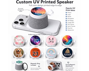 Custom Photo Bluetooth Speaker, Personalized Song & Picture Speaker, Magnetic Phone Stand, Music Lover Gift