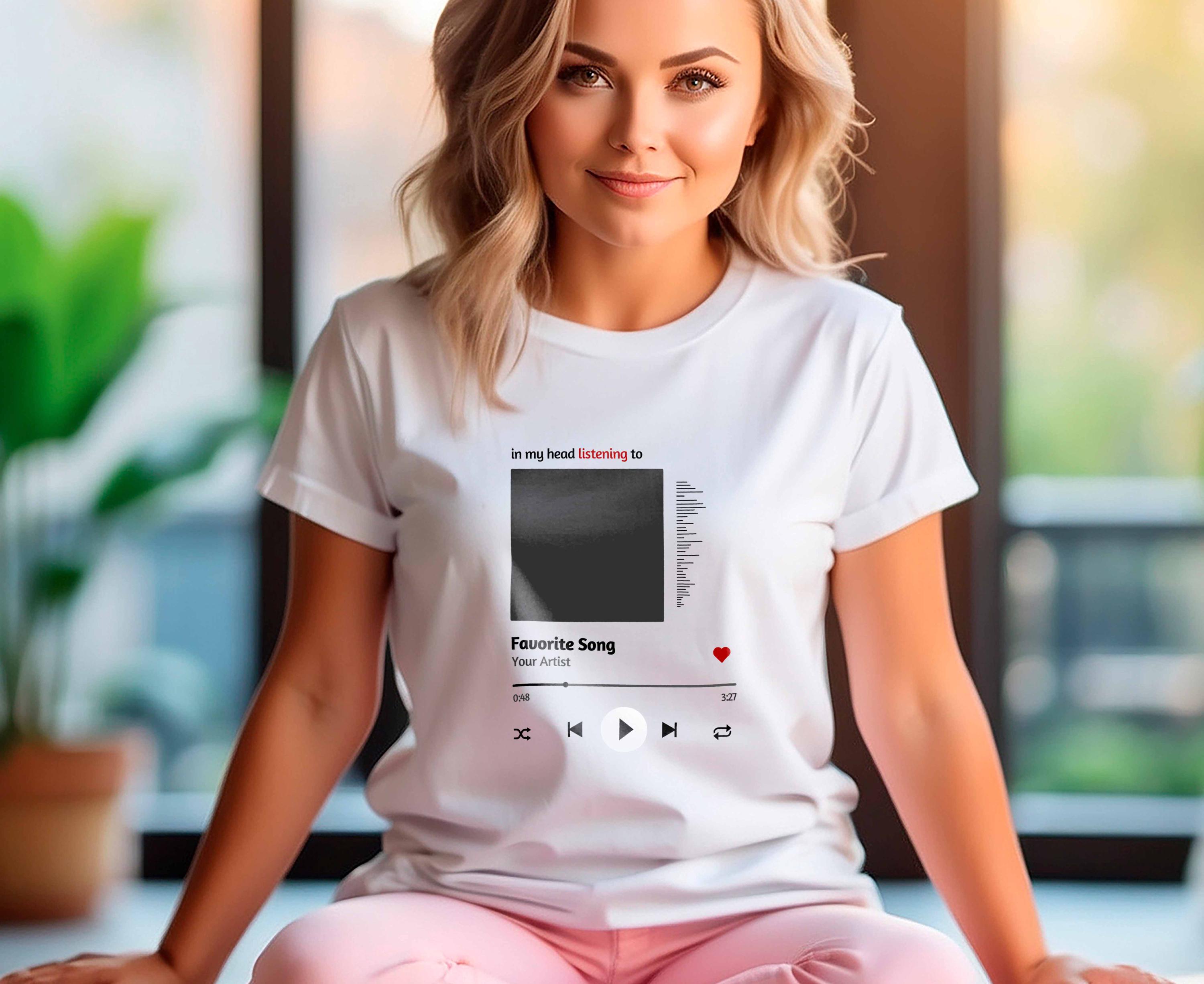 Custom Listening Music T-Shirt 100% Cotton, Custom Special Song for boyfriend, Song letter personalized T-Shirt