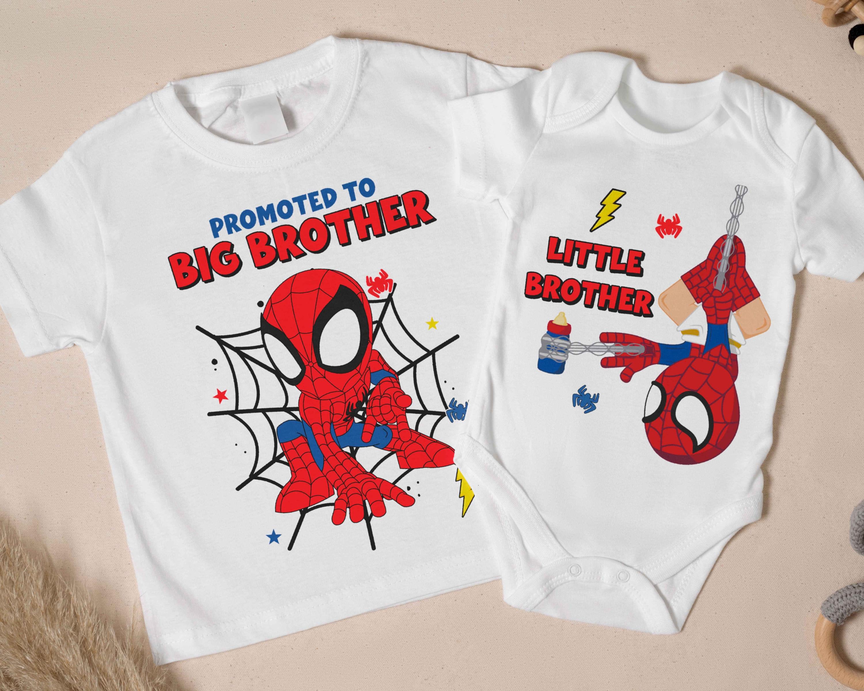 Spiderman Big Brother T-Shirt 100% Cotton, Baby Bodysuit Little Brother, Spiderman T-Shirt, Custom Bodysuit, Custom Big Brother Tee, Sister