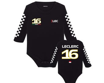 Leclerc 16 Baby Bodysuit, Little Driver Bodysuit, Leclerc Fan Gift Baby Bodysuit