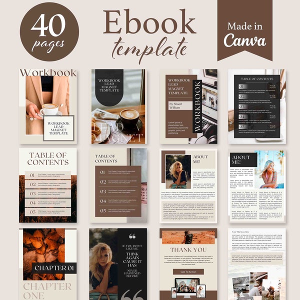 Brown Ebook Template | Elegant Workbook Creator | Creative Ebook | Minimalist Ebook Template | Coaching Ebook | Modern Magazine | canva