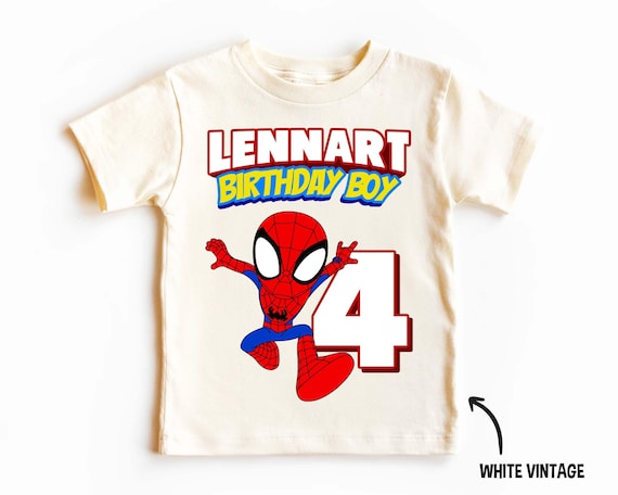 Spidey Birthday T Shirt 100% Cotton, Red Spidey Birthday Tee, Spiderman T Shirt Black or White, Birthday Boy
