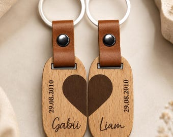 Engraved Keychain with heart for couples