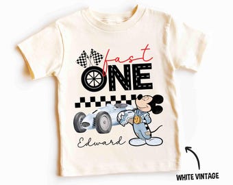 Mickey Fast One Racing Light Blue Birthday Shirt, Pit Crew Matching T-Shirt