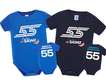 Sainz 55 Baby Bodysuit, Little Driver Bodysuit, Sainz Fan Gift Baby Bodysuit