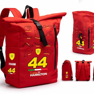 Hamilton 44 Backpack, Hamilton Unisex Bag, Race Car Hamilton Bagpack, Sports Backpack, Gift for Hamilton Fan, Travel Pack, Racing Backpack