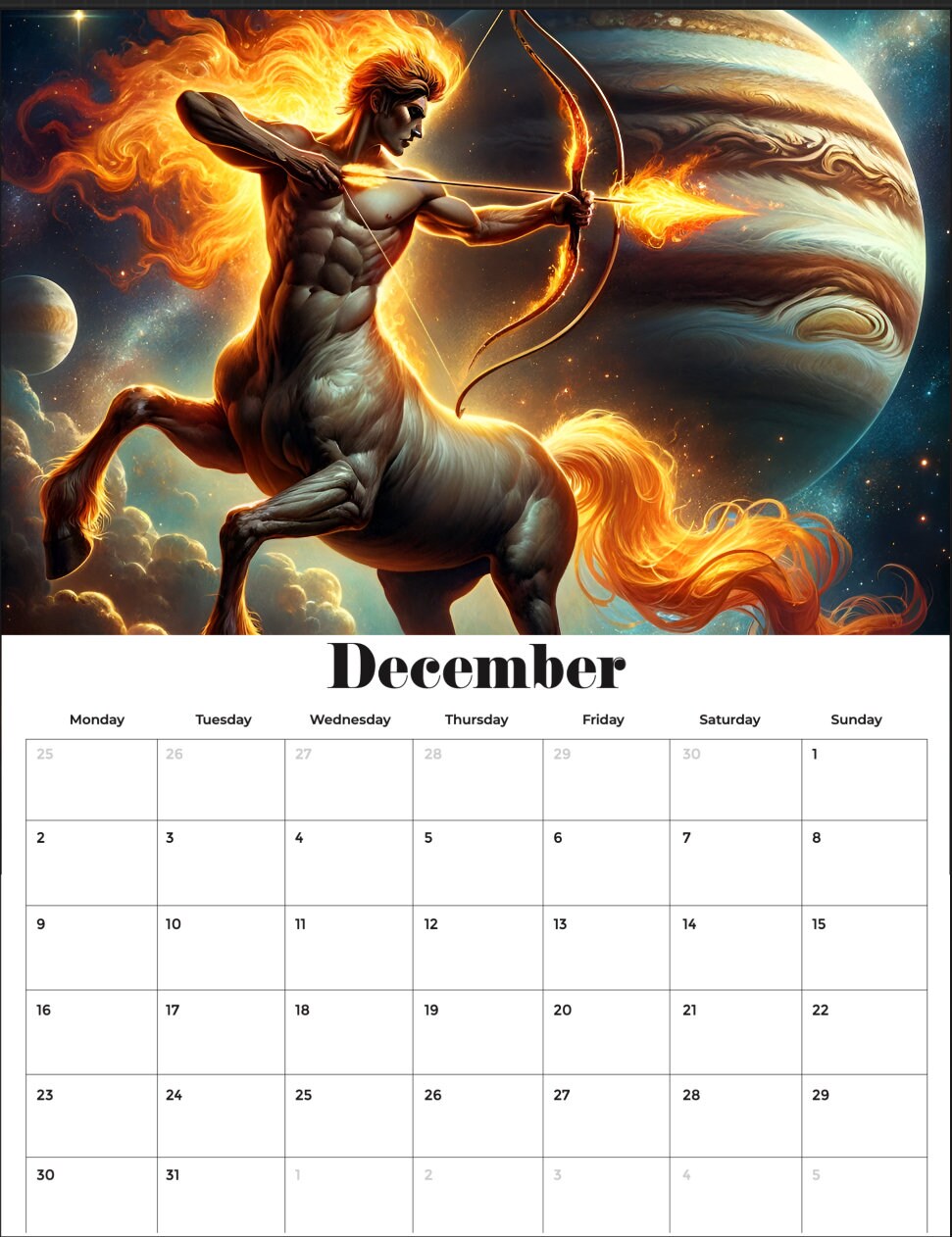 2024 Printable Calendar PDF Zodiac Signs Calendar Wall Etsy