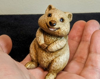 Realistic Happy Quokka Deskpal Sculpture