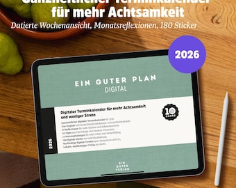 A Good Plan Digital 2026 | Dated planner for weekly, monthly, and reflection planning | GoodNotes, Notability | Digital planner
