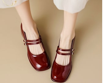 Frühlingsdamenschuhe - Lässige Weiße Mary Janes mit High Heels und Square Toe - Stylische und Bequeme Damenschuhe