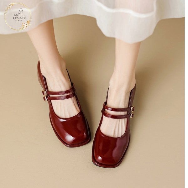 Spring Women's Shoes - Casual White Mary Janes with High Heels and Square Toe - Stylish and Comfortable Ladies Footwear