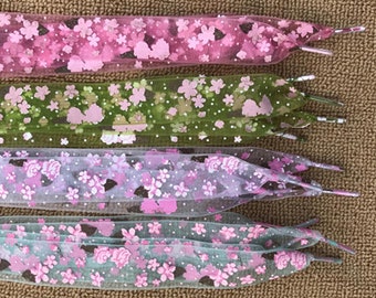 Elegant Floral Shoelace - Organza Flat Lace - Snowflake Lace Shoe - Flower Sholace - Ribbon Sneakers Lace - Cherry Shoelaces