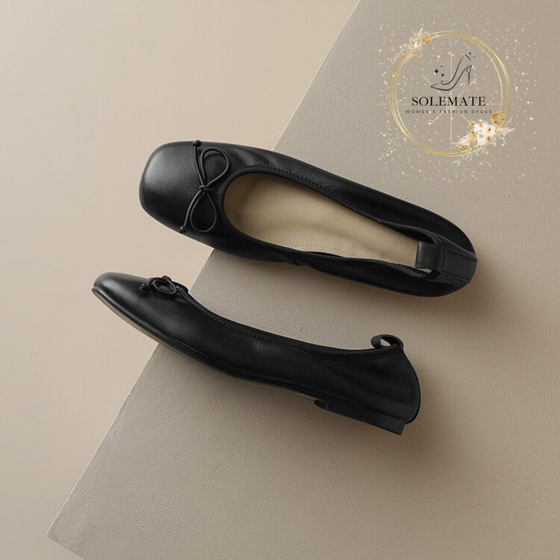 Women Retro Thick Heel Ballet Heels Cute Round Toe Bow Tie Classic Ballerina Shoes Classic Balletcore Pumps Bowtie Ballet Pumps image 4