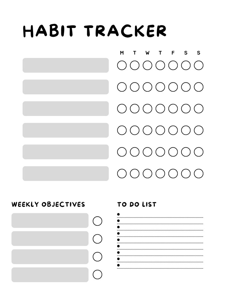 Digital Download: Weekly Habit Tracker Journal - 6 Daily & 4 Weekly ...