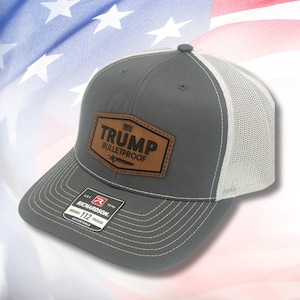 Trump Bulletproof Hat 2024 / Trump Leather Patch Trucker Hat Gift / Trump 2024 Republican Richardson 112 / Trump Supporter Conservative Hat