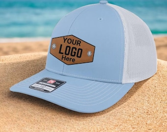 Custom Logo Leather Patch Hat: Richardson 112 Trucker Hat