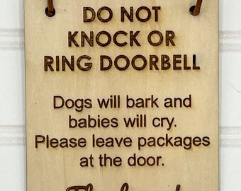 Customizable Front Door Sign: Do Not Knock - Baby Sleeping, Dog Barking