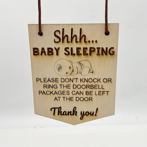 Baby Sleeping Wood Sign | Door Hanger Do not Disturb Baby | Wreath Sign | Don&#39;t Ring Doorbell Sign | Shhh Baby Sleeping | Don&#39;t Wake up Baby