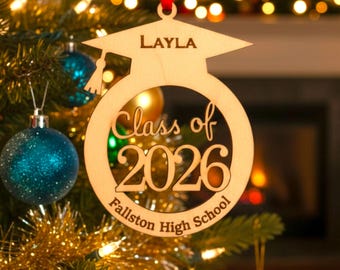 Graduation 2026 Wood Ornament – Custom Class of 2026 Gift • Personalized Senior Keepsake • Engraved Graduation Ornament for Grads