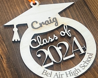 Engraved Wood Graduation Ornament: Custom Class of 2026 Gift