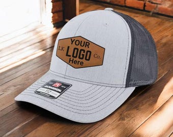 Custom Leather Patch Richardson 112 Trucker Hat: Company Logo