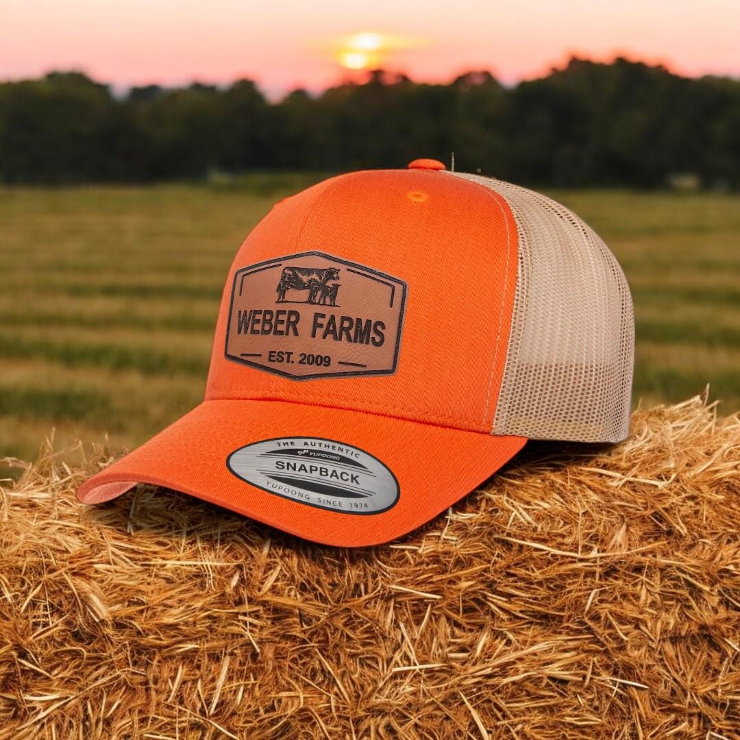 Custom Leather Patch Trucker Hat: Personalized Farm Ranch Cap - Etsy