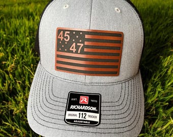 Trump 45 47 American Flag Hat | MAGA Richardson 112 Trucker Cap