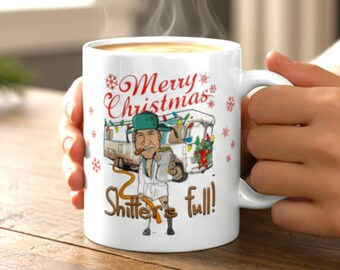 Merry Christmas Shitters Full Mug - Funny RV Scene Ceramic Coffee Cup for Holiday Fans