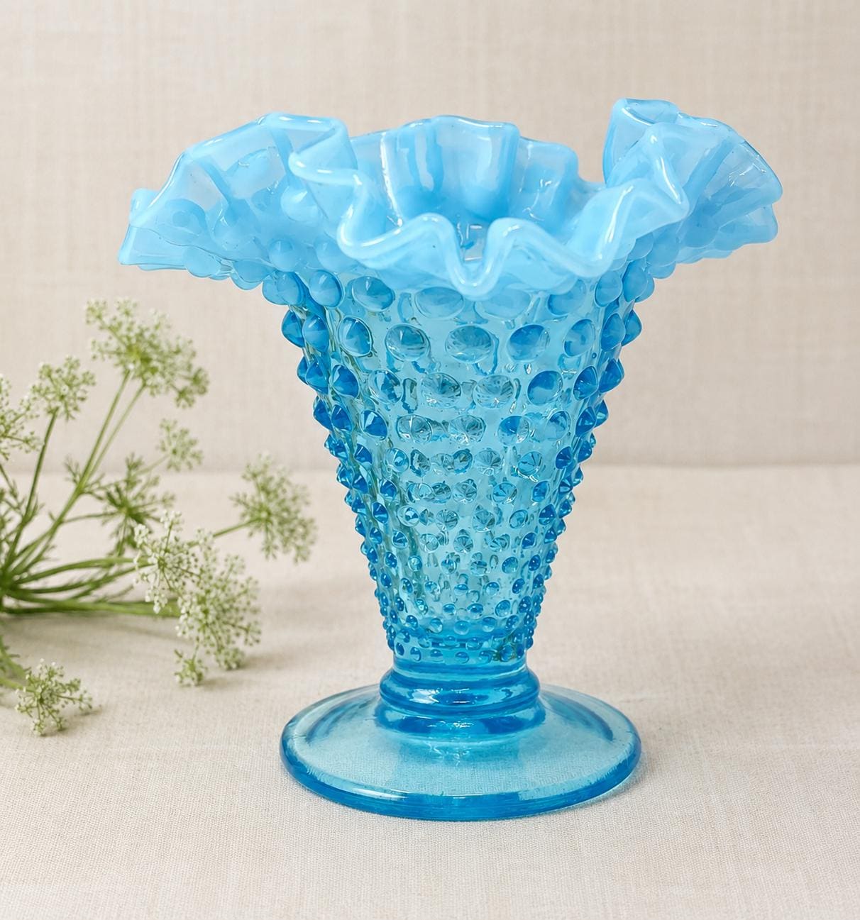 Blue hobnail glass vase - Etsy 日本