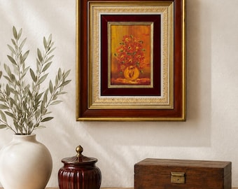 Vintage Maureen LaBelle Floral Original Oil Painting | Canadian Mid-Century Framed Art
