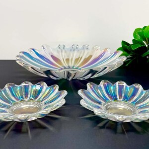 Trio de bols en verre céleste irisé Federal | Vaisselle nacrée arc-en-ciel