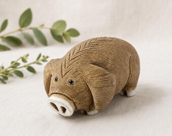 Vintage Artesanía Rinconada Retired Pig Figurine | No. 006 Hand Carved Uruguay Pottery