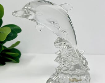 Vintage 24% Lead Crystal Dolphin Figurine | Germany Marine Sculpture